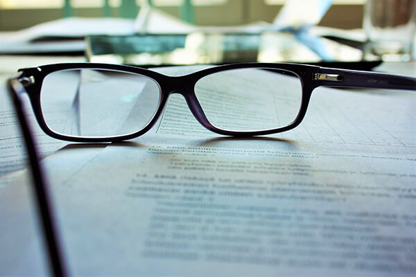 Image of eyeglasses sitting on a table